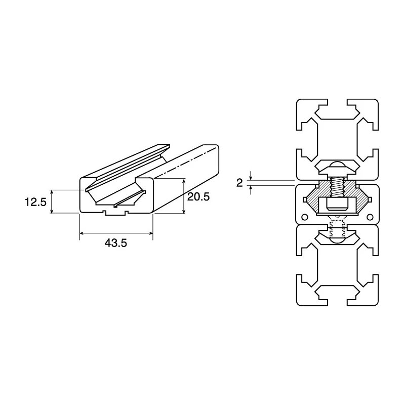 FlexLink XC Aluminium Guide Profile, 2m Length XCLP 2X44