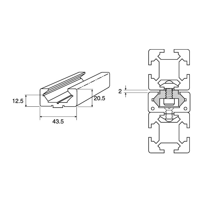 FlexLink XC Aluminium Guide Profile, 2m Length XCLP 2X44