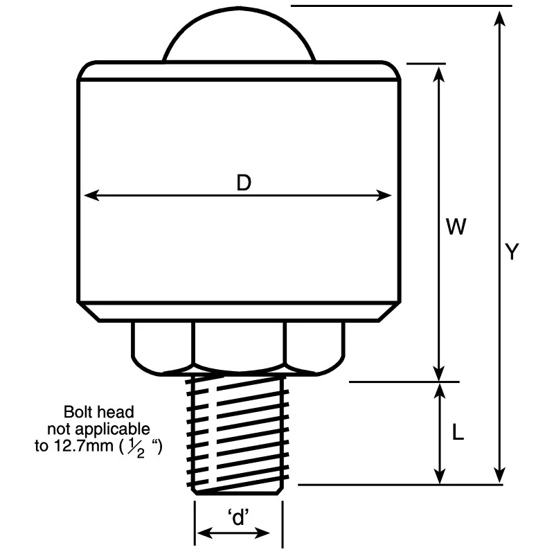ALWAYSE Ball Transfer Unit Steel Bolt Mount 38.1mm Diameter 1000kg Load Capacity 7153
