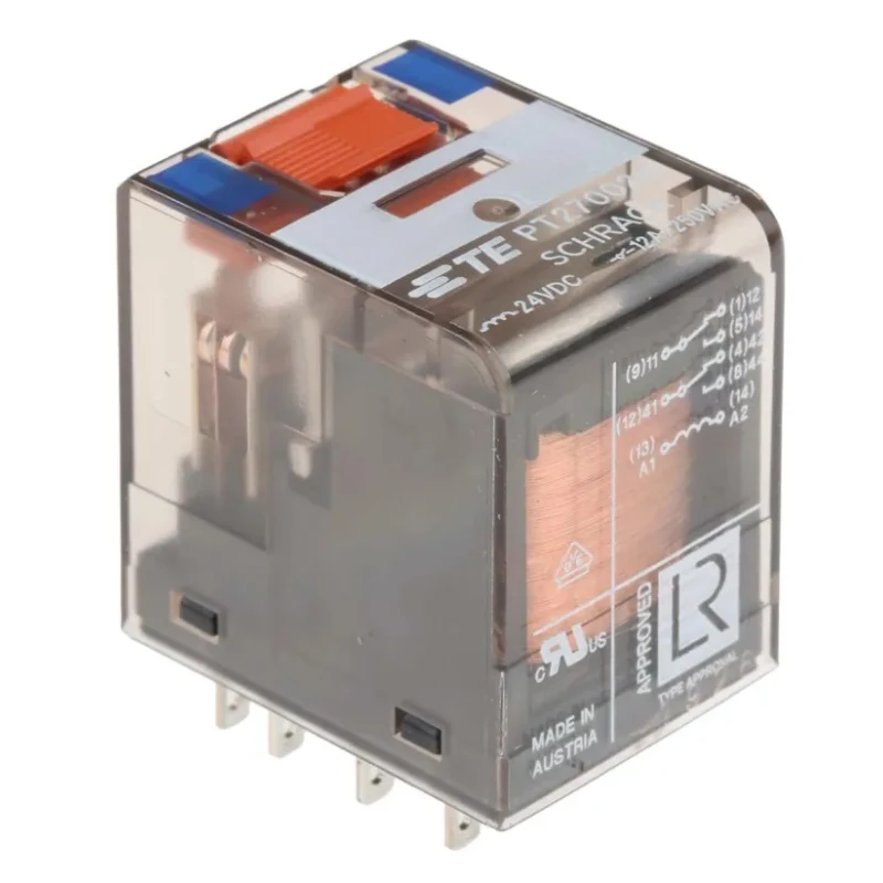 TE Connectivity PCB Power Relay 24V DC Coil 12A Switching Current DPDT PT270024 4-1419111-2