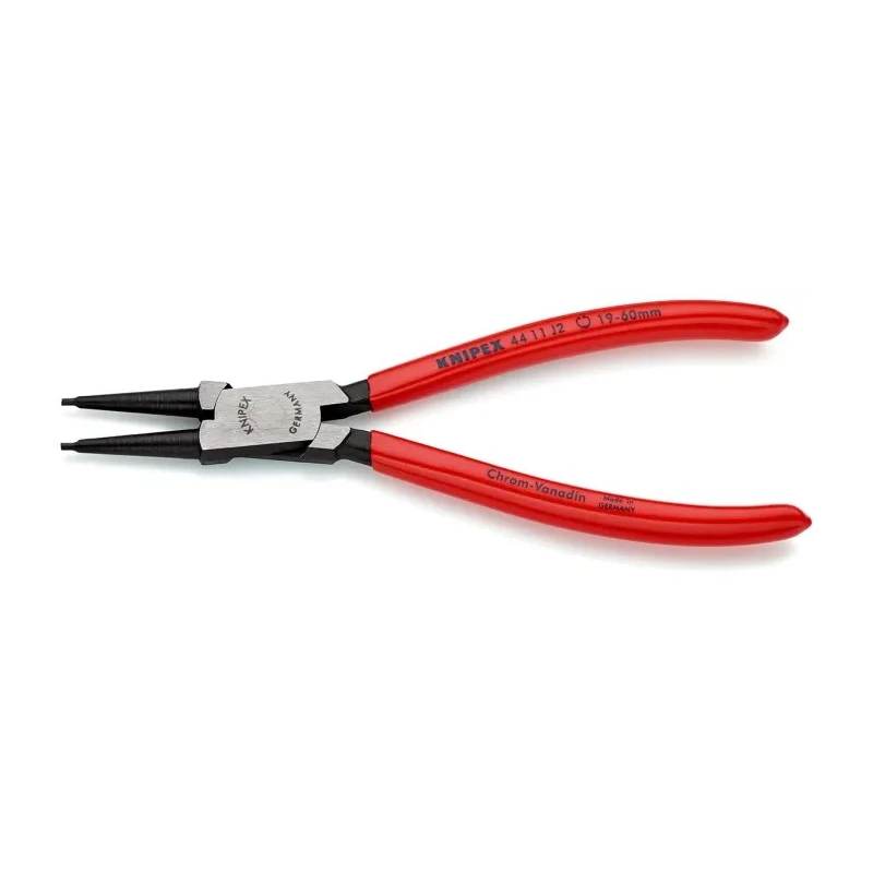 Knipex Circlip Plier, Plastic Coated Handle, Chrome Vanadium Steel, 180mm Overall, Straight 44 11 J2