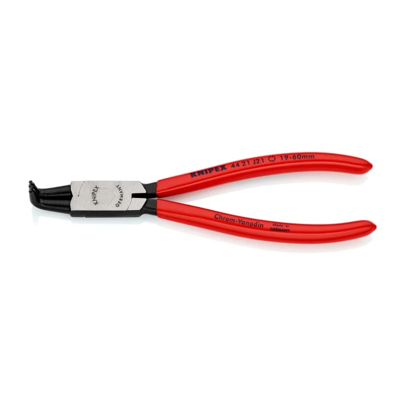 Knipex Circlip Plier, Plastic Coated Handle, Chrome Vanadium Steel, Bent Nose, 170mm Overall Length 44 21 J21