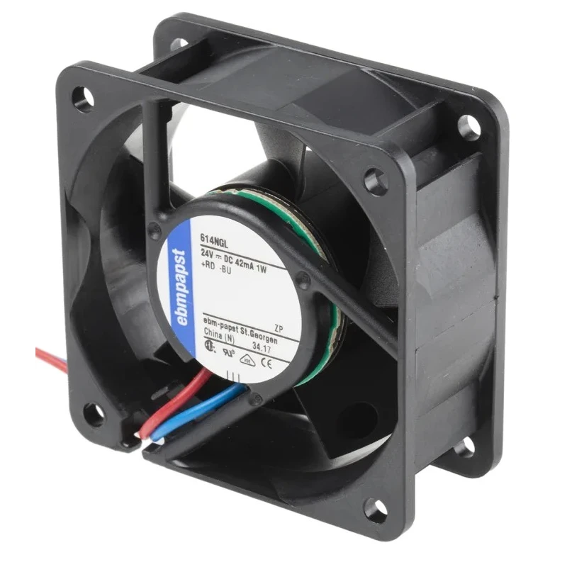 ebm-papst 600 N Series Axial Fan 24V dc 1 W 21 m³/h 2500 rpm Sleeve Bearing IP20 60 mm 