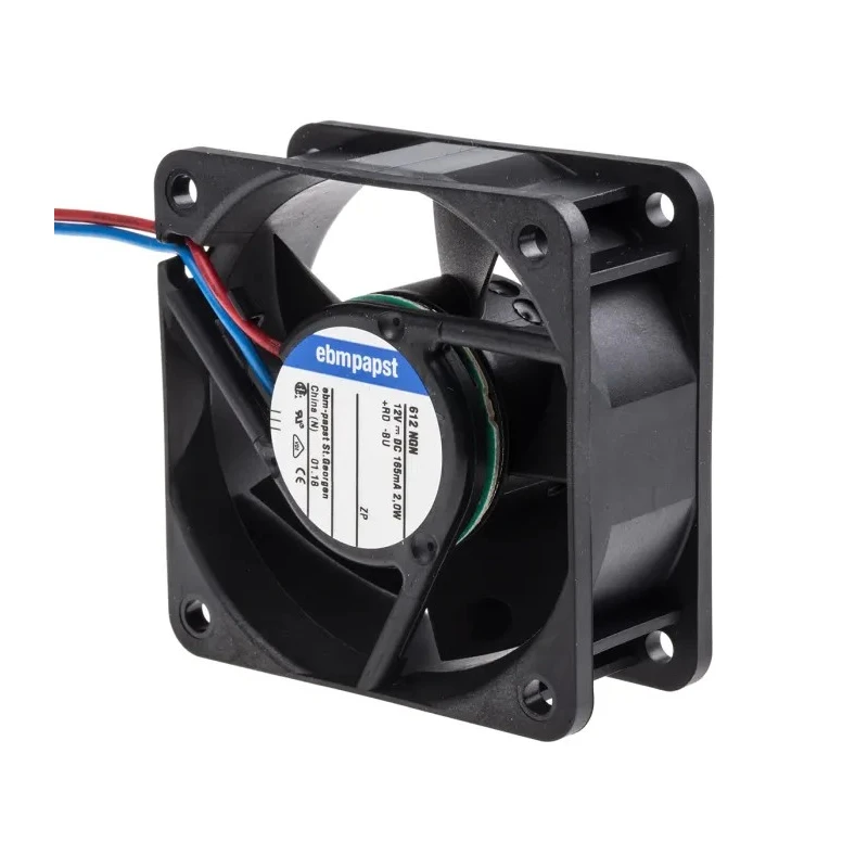 ebm-papst 600 N Series Low Profile 12V DC Axial Fan 40 m³/h Air Flow 2W 165mA 60 mm Sleeve Bearing 612NGN