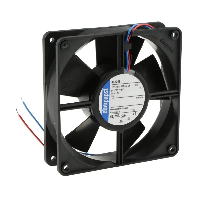 ebm-papst 4300 Series IP68 Rated Axial Fan 12V DC 170 m³/h Air Flow 5W Power 417mA Max Current 119x119x32 mm 