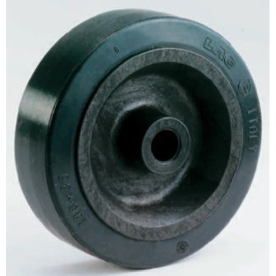 LAG Black Rubber Trolley Wheel 100mm Diameter 30mm Width Thermoplastic Hub Plain Bore 27856