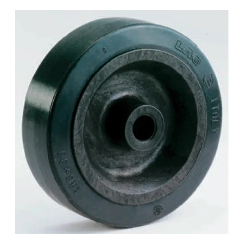 LAG Black Rubber Trolley Wheel 100mm Diameter 30mm Width Thermoplastic Hub Plain Bore 27856