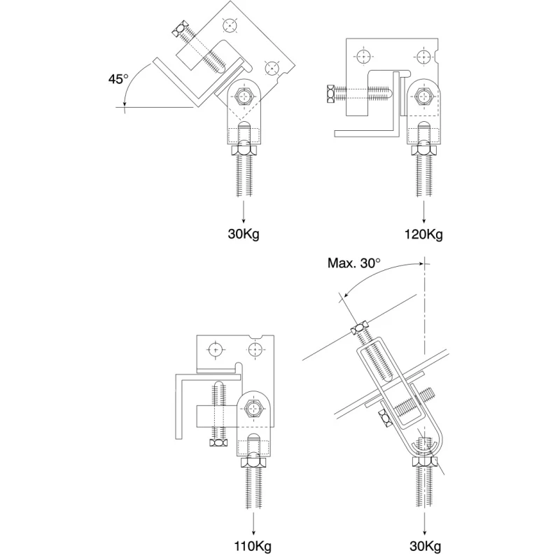RS PRO Girder Threaded Rod Swivel Clamp Steel M10 Thread Size 25mm Flange Thickness 100kg Load Capacity 377-192