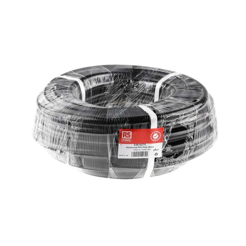 RS PRO Multi-purpose Reinforced PVC Hose Pipe, 15 bar Pressure, 25 m Length, Black, Model 339-6275