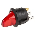 RS PRO SPST Panel Mount Illuminated Toggle Switch, On-Off, Tab Terminal, 12 V dc, 16A, Polycarbonate Actuator 419-845