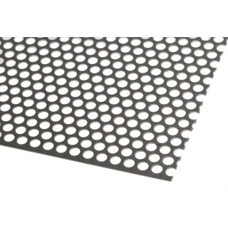 RS PRO Stainless Steel Perforated Metal Sheet 500 mm x 500 mm x 0.55 mm, 4.8 mm Hole, 60° Pattern 6 340-6136
