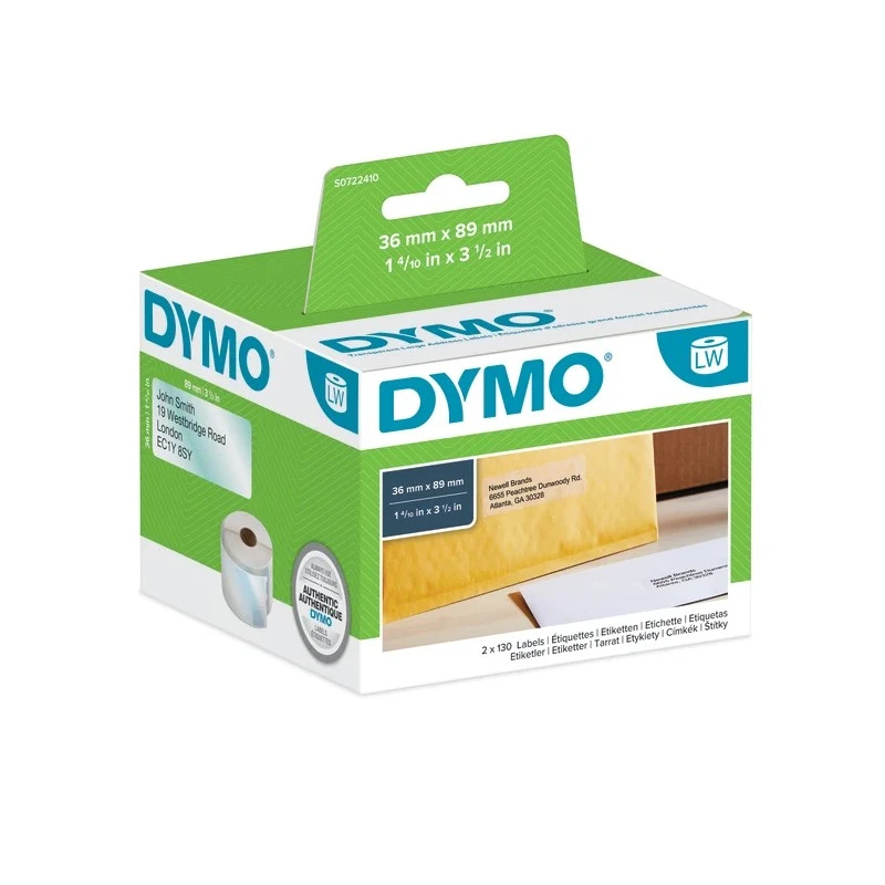 Dymo Transparent Black Print Label Roll 89 mm Width 260 Labels Per Roll S0722410