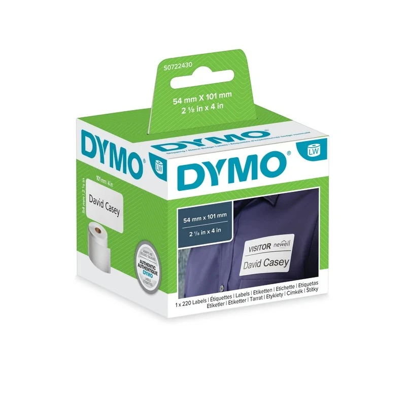 Dymo White Black Print Label Roll 101 mm Width 220 Per Roll Qty S0722430