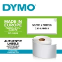 Dymo White Black Print Label Roll 101 mm Width 220 Per Roll Qty S0722430