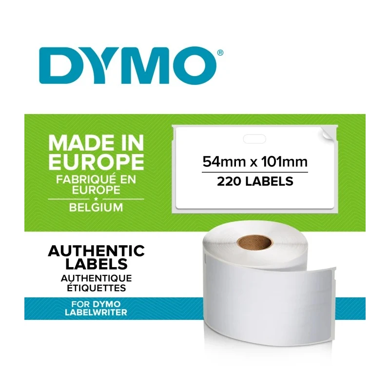 Dymo White Black Print Label Roll 101 mm Width 220 Per Roll Qty S0722430