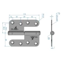 ROCA Electro Polished 316 Stainless Steel Lift Off Hinge with Fixed Pin Screw Fixing 110mm x 98mm x 3mm 93 08 56