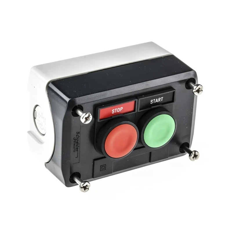 Schneider Electric Spring Return Enclosed Push Button 1 NO/1 NC Polycarbonate Green Red START/STOP IP66 IP69K XALD211H29