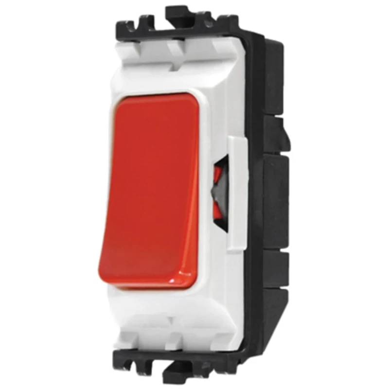 MK Electric 1 Way Red Switch Insert Module 2 Poles 20A Operating Voltage 250V Grid Plus Series K4910 RED
