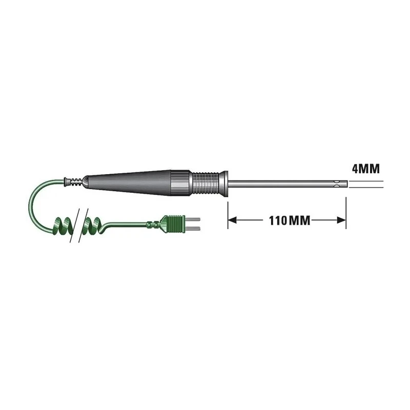 RS PRO Type K Thermocouple Air Temperature Probe 110 mm Length 4 mm Diameter 750 °C Max 342-8990
