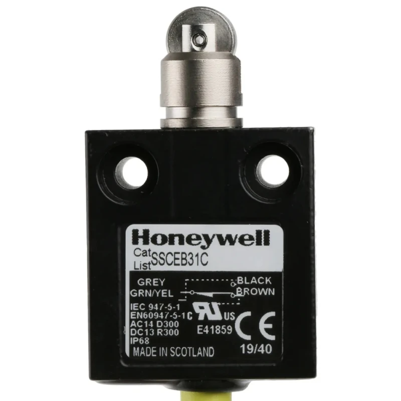 Honeywell Technologies SSCE Series Plunger Limit Switch, SPDT Contact, IP68, Die Cast Zinc Housing, 600V AC, 6A SSCEB31C
