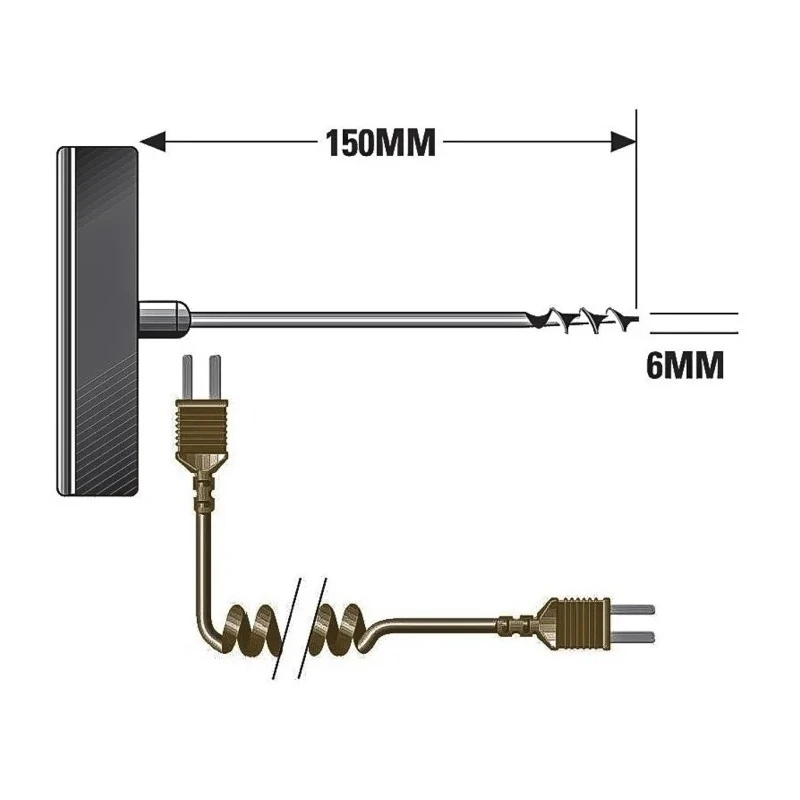 RS PRO Type T Cork Screw Penetration Temperature Probe 150 mm Length 6 mm Diameter 250°C Max 342-9195