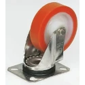 LAG Swivel Castor, 150 kg Capacity, 100 mm Polyurethane Wheel, Stainless Steel Frame, Roller Bearing, Model 19105