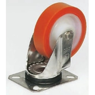 LAG Swivel Castor, 150 kg Capacity, 100 mm Polyurethane Wheel, Stainless Steel Frame, Roller Bearing, Model 19105