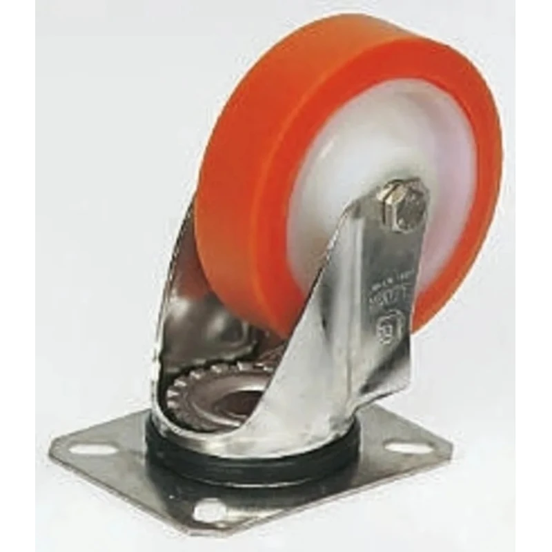 LAG Swivel Castor, 150 kg Capacity, 100 mm Polyurethane Wheel, Stainless Steel Frame, Roller Bearing, Model 19105