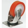 LAG Swivel Castor, 150 kg Capacity, 100 mm Polyurethane Wheel, Stainless Steel Frame, Roller Bearing, Model 19105