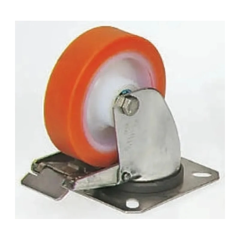 LAG Braked Swivel Castor Stainless Steel Frame Polyurethane Wheel 200 mm Diameter 370 kg Capacity 19117 FR