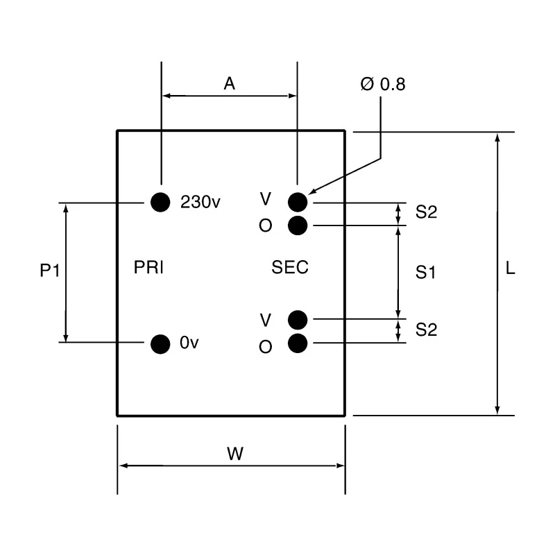 Block 2 x 18 V ac 2 Output Pin PCB Transformer, 230 V ac Primary, 16 VA Power, Pin Mount, VC 16/2/18