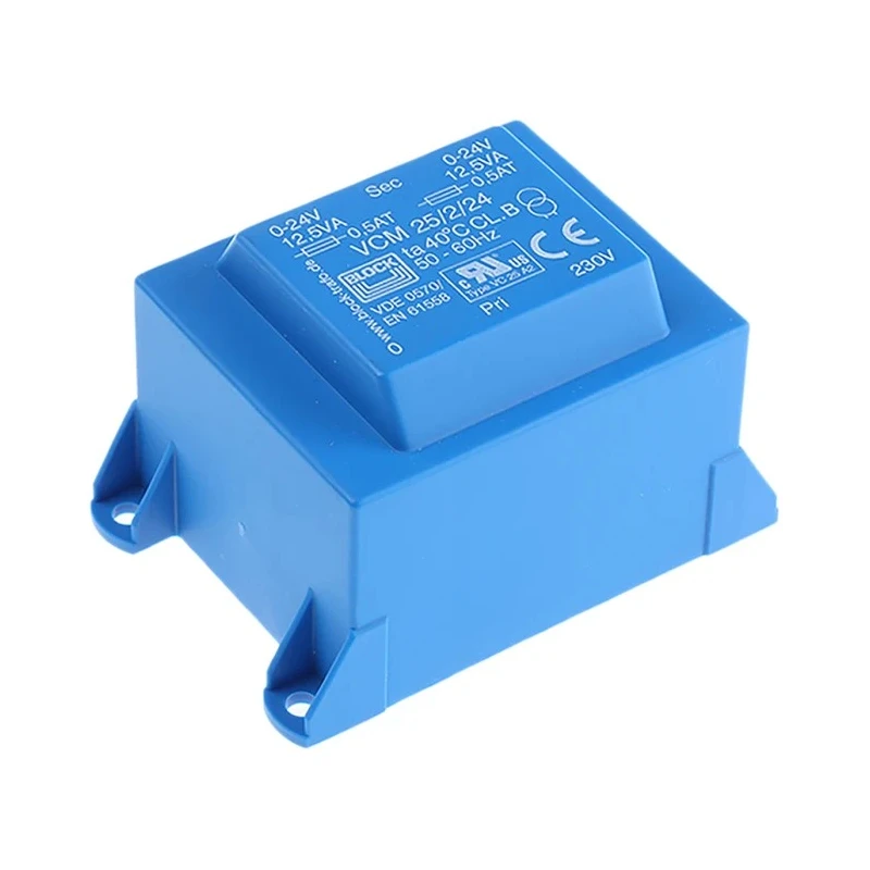 Block PCB Transformer 230 V ac Primary, 24 V ac Dual Output, Through Hole Mount, 25 VA VCM 25/2/24