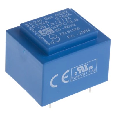 Block PCB Transformer 2 x 24 V AC 2 Output Pin Mount 1.5VA Power VB 1.5/2/24