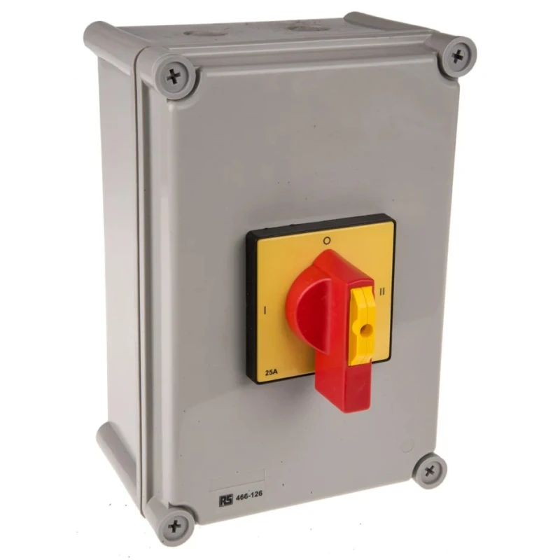 RS PRO 4-Pole DIN Rail Isolator Switch 3-Phase, IP65 Rated, 25A Switching Current, 15 kW Switching Power IP65