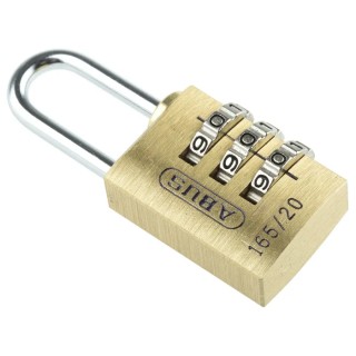 ABUS Combination Padlock Steel Brass Weatherproof, 3 mm Shackle Diameter, 22 mm Shackle Length, 20 mm Body Width XR0165 20