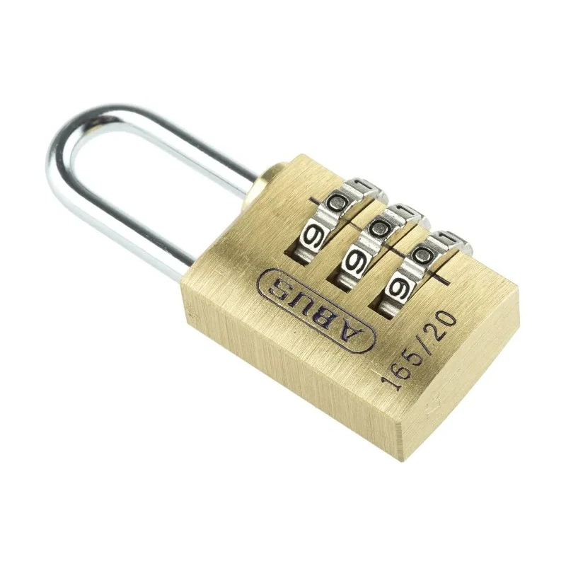ABUS Combination Padlock Steel Brass Weatherproof, 3 mm Shackle Diameter, 22 mm Shackle Length, 20 mm Body Width XR0165 20