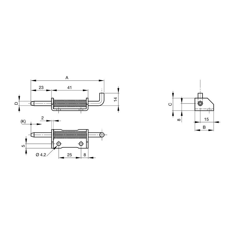 Pinet Raw Stainless Steel Concealed Hinge with Spring Loaded Pin, Bolt-On Fixing, 82 mm x 21 mm x 2.8 mm 12-A-3862