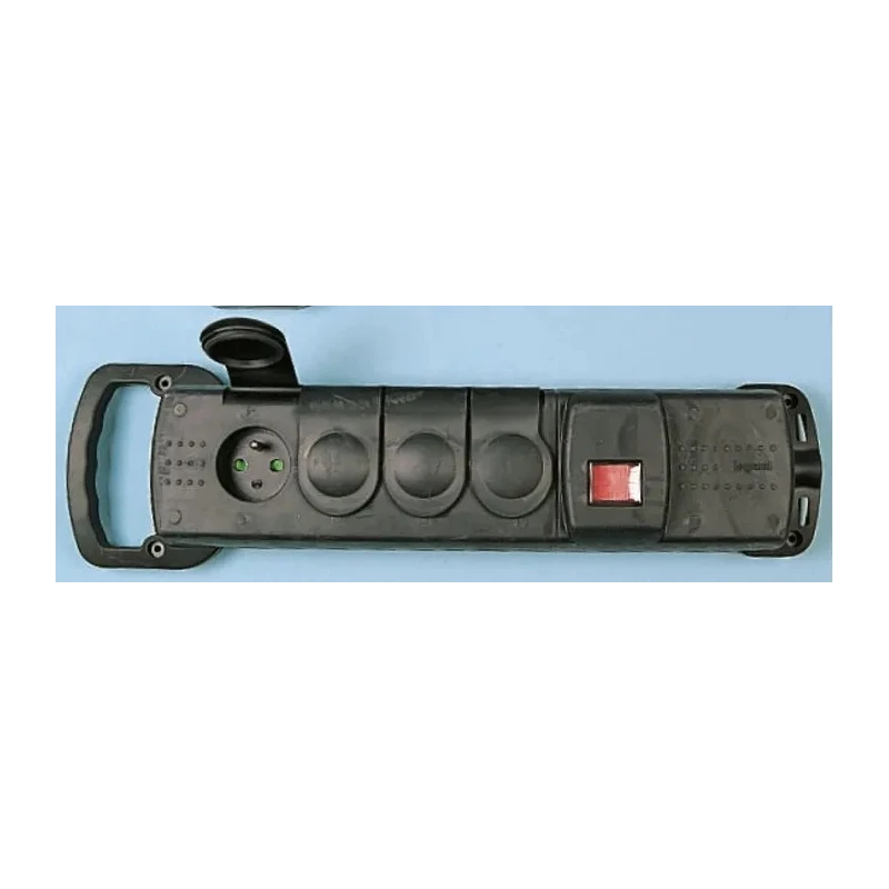 Legrand 4 Socket Type E Trailing Socket, 250V AC, 16A, Switchable, Black, Model 0 505 52