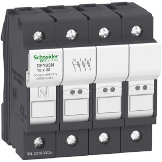 Schneider Electric 32A Rail Mount Fuse Holder for 10 x 38 mm, 3P-Pole, 690V ac DF103N