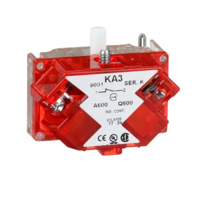 Schneider Electric Harmony Series Push Button Contact Block 0V, 600V, 10A, 1 NC, Screw Clamp Terminal 9001KA3