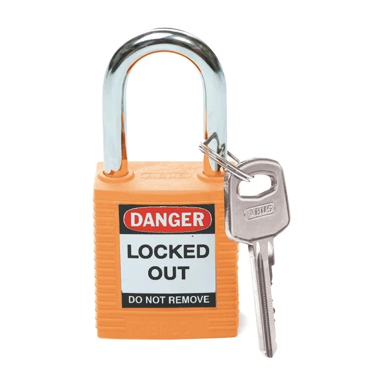 Brady Key Nylon Steel Security Padlock Weatherproof 6.35 mm Shackle 38 mm Body SFTY PADLOCK STEEL 38MM SHA ORANGE 6/PAC
