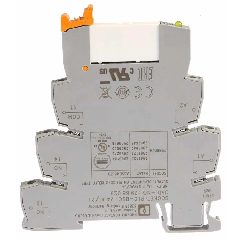 Phoenix Contact Electromechanical Interface Relay Module DIN Rail Mount 24V AC/DC Coil SPDT Contact 11mA Coil Current 2966184
