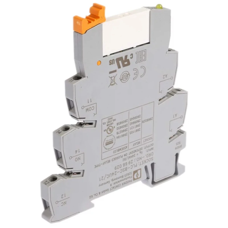 Phoenix Contact Electromechanical Interface Relay Module DIN Rail Mount 24V AC/DC Coil SPDT Contact 11mA Coil Current 2966184