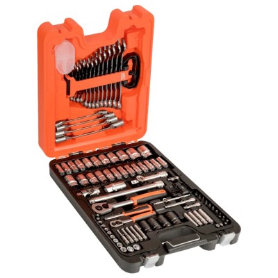 Bahco 94-Piece 1/2 in, 1/4 in Standard Socket Set, Chrome Vanadium Steel, Chrome Finish S87+7