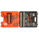 Bahco 94-Piece 1/2 in, 1/4 in Standard Socket Set, Chrome Vanadium Steel, Chrome Finish S87+7