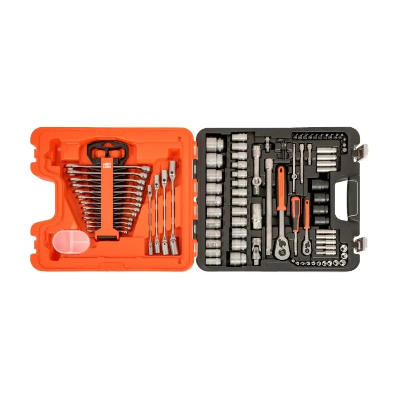 Bahco 94-Piece 1/2 in, 1/4 in Standard Socket Set, Chrome Vanadium Steel, Chrome Finish S87+7
