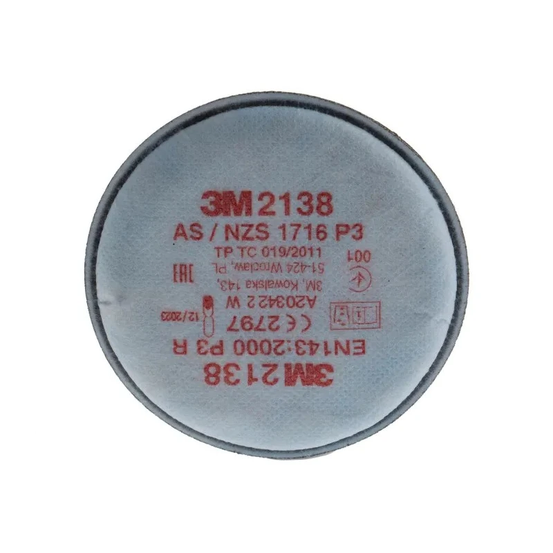 3M Filter Dust for Use with 3M 2000 Series Respirator Bayonet Connection 2 Per Pack 2138