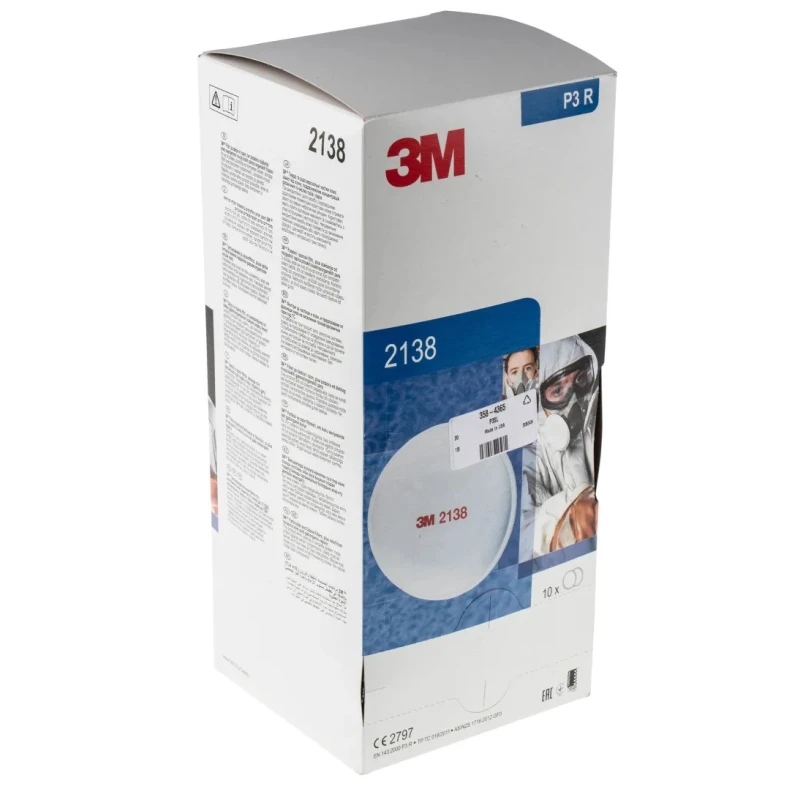3M Filter Dust for Use with 3M 2000 Series Respirator Bayonet Connection 2 Per Pack 2138