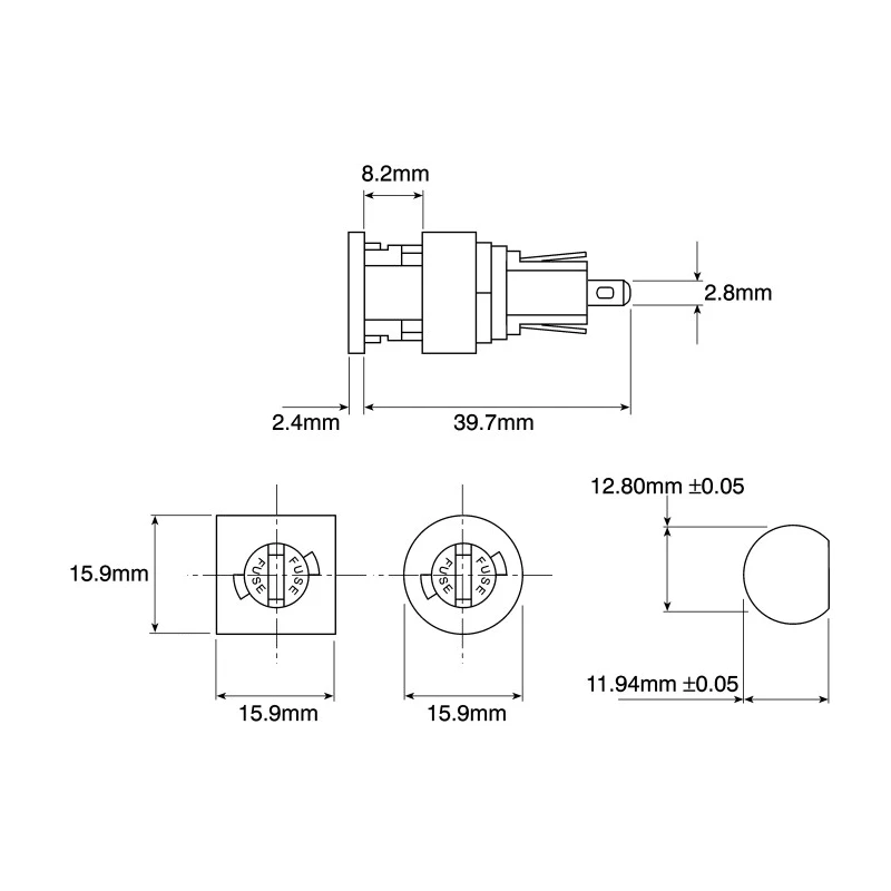 Bulgin 10A Panel Mount Fuse Holder 1P-Pole for 5 x 20 mm Fuse 250V AC FX0359