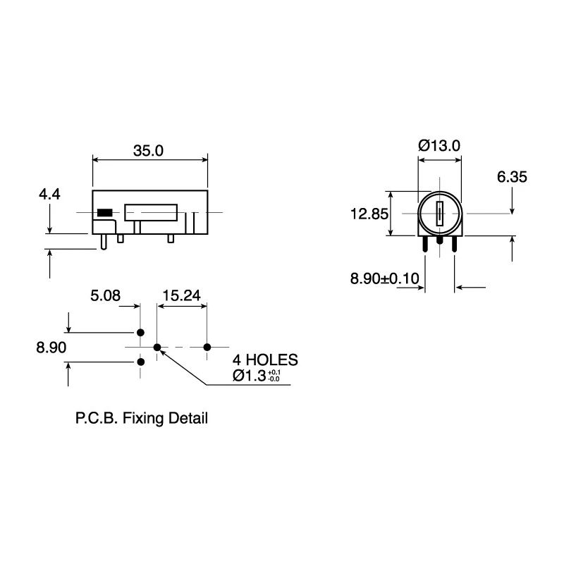 Bulgin 10A PCB Mount Fuse Holder, 1-Pole for 5 x 20 mm Fuse, 250V AC FX0461
